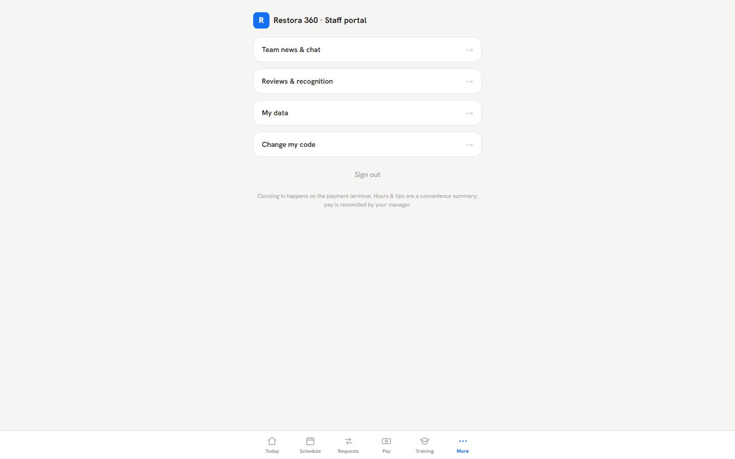 Worker More tab with data export and code change — web view